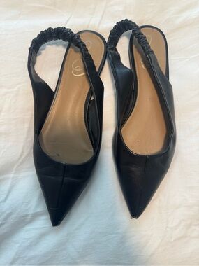 Sam Edelman Black Pointed Slingback Flats with Elastic Heel